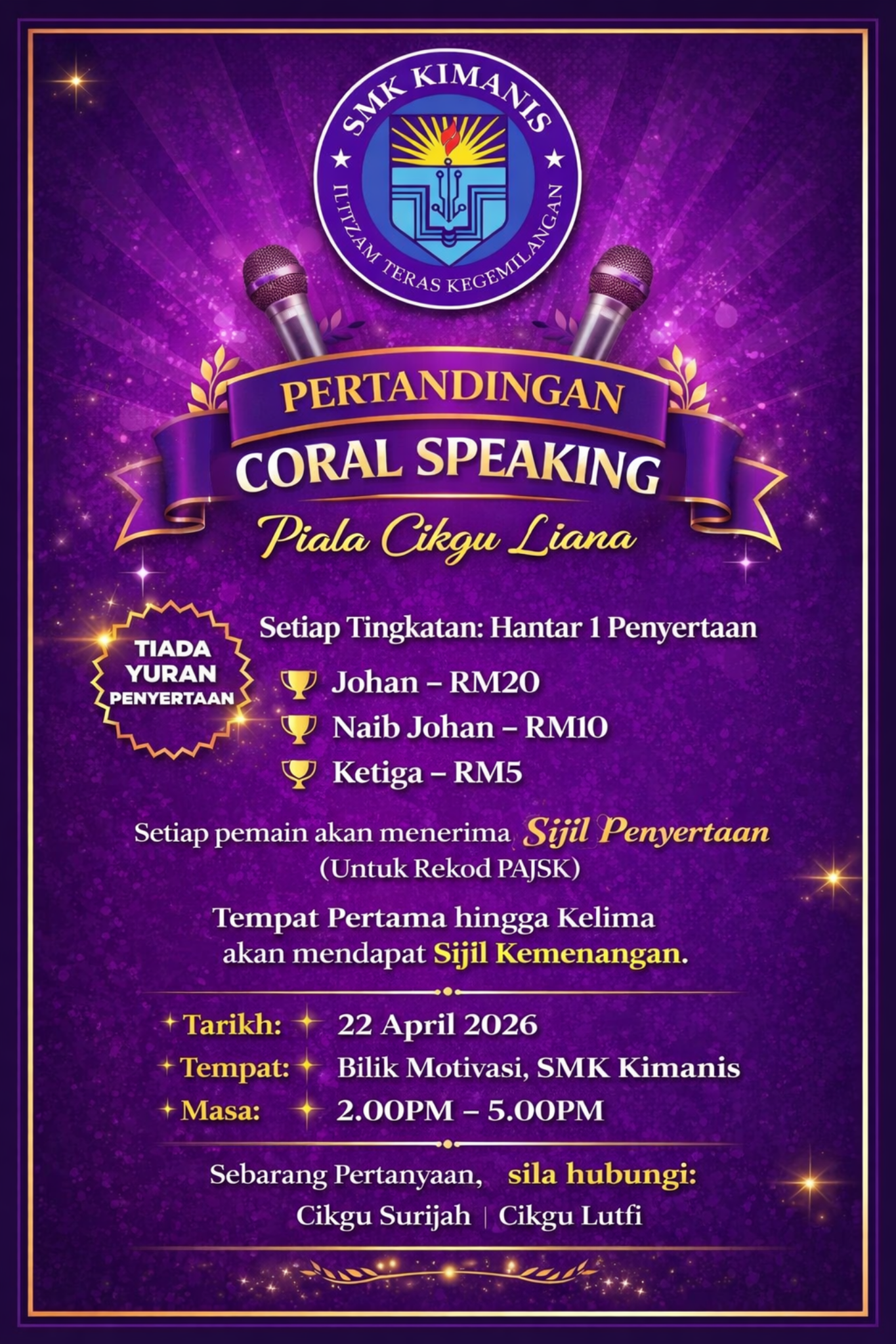 Pertandingan Bola Baling Piala Cikgu Surijah 2026